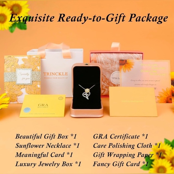 🌻TRINCKLE🌻0.3 CT GRA Moissanite”You Are My Sunshine” Sunflower Necklace/NWT - Picture 12 of 16